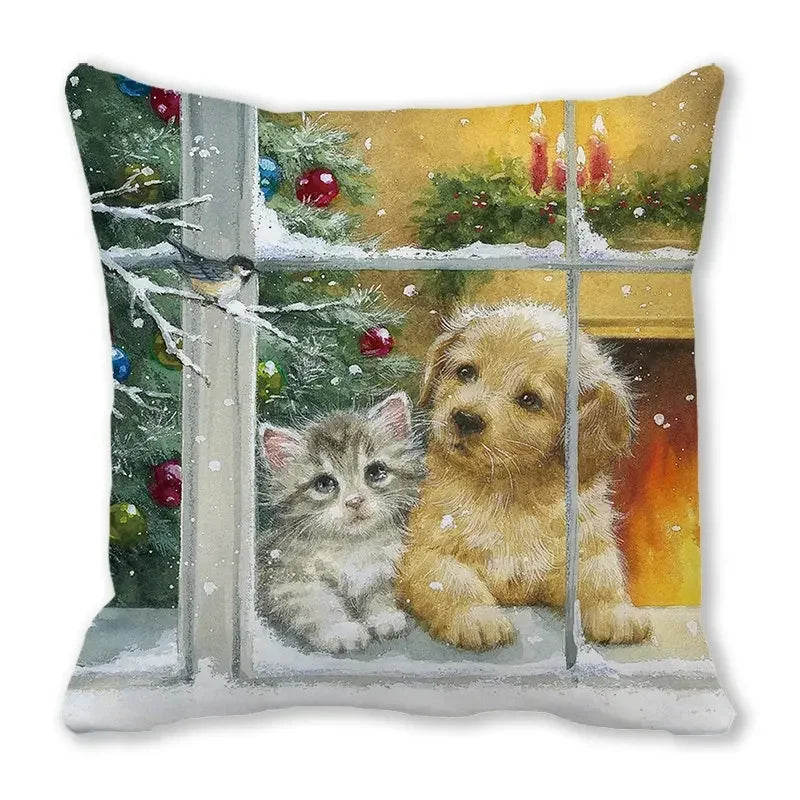 Axyaa Christmas Cat Dog 2023 Pillowcase Snowman Gift Set Decor