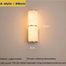 Axyaa Marble Wall Sconce LED Copper Gold Modern Wall Lamp for Bedroom & Hotel