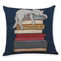 Axyaa Cat Print Linen Pillowcase 45x45cm Home Decor Cushion Cover