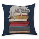 Axyaa Cat Print Linen Pillowcase 45x45cm Home Decor Cushion Cover