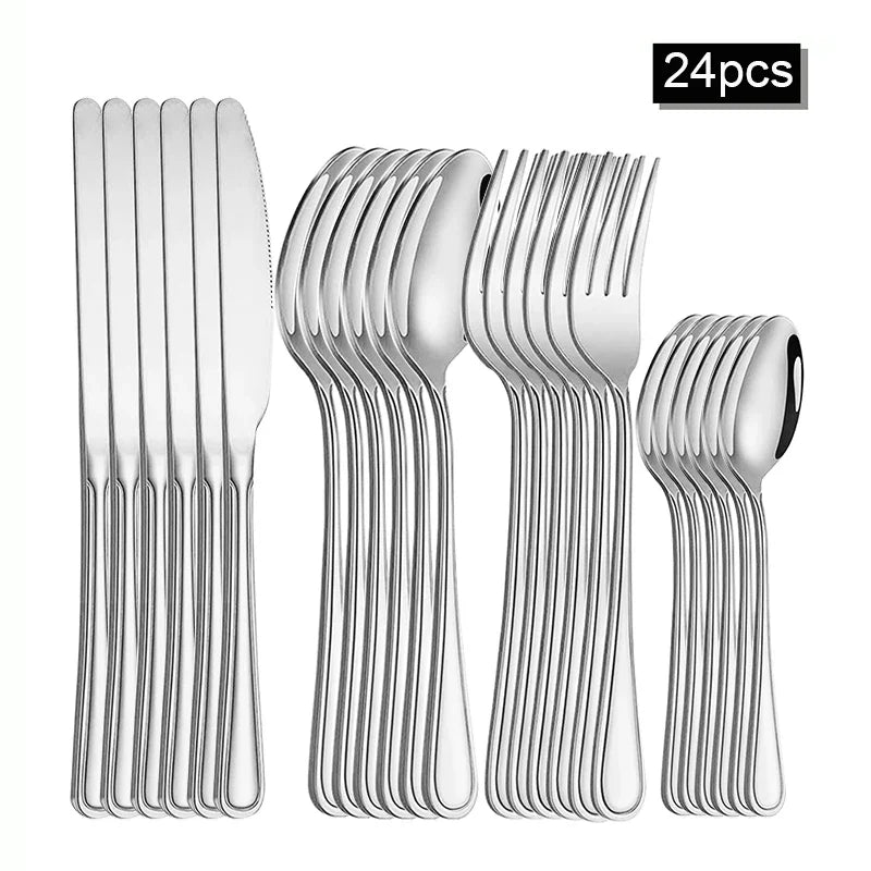 Axyaa 30-Piece Stainless Steel Cutlery Set - Ideal for Restaurants and Hotels