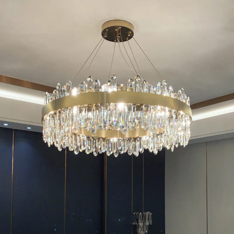 Axyaa Crystal Chandelier: Elegant Modern Lighting for Living Room, Bedroom, and Restaurant