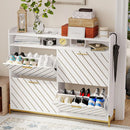 Axyaa Entryway Shoe Cabinet: Slim Hidden Storage, 4 Flip Drawers, Large Organizer Rack