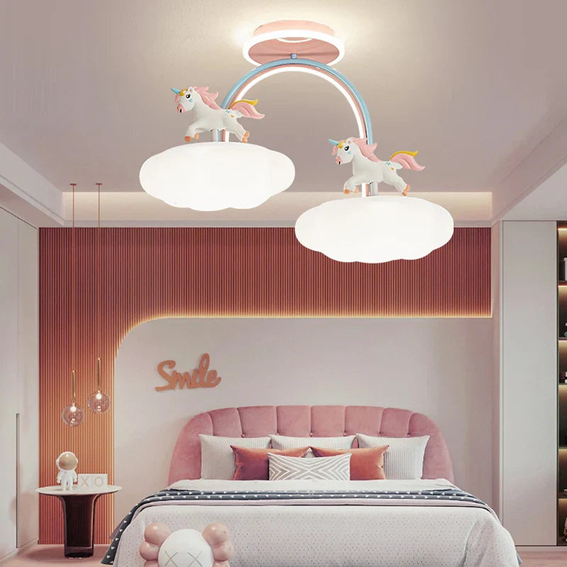 Axyaa Unicorn Cloud Chandelier with Remote Control for Children's Room