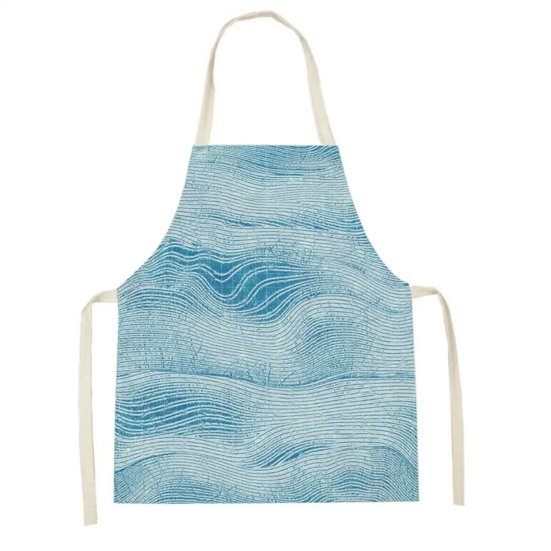 Axyaa Blue Wave Kitchen Apron: Yellow Striped Wood Texture, Adult & Kids Bib