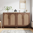 Axyaa Rattan Sideboard Buffet Cabinet, Set of 2, 59 Inch Accent Storage Cabinet