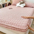 Axyaa Jacquard Winter Fleece Mattress Cover, Elastic Band, Thick & Warm Bed Sheet