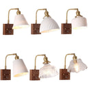 Axyaa Wood Ceramic Wall Sconce Lamp Brass Glass LED Wall Light