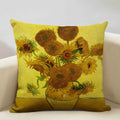 Axyaa Sunflower Oil Printed Cushion Cover - Van Gogh Inspired Decor Pillow Case