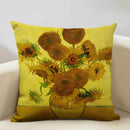 Axyaa Sunflower Oil Printed Cushion Cover - Van Gogh Inspired Decor Pillow Case