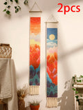 Axyaa Mountain Sunrise Sunset Macrame Tapestry Wall Hanging Boho Room Decor