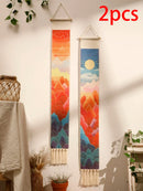 Axyaa Mountain Sunrise Sunset Macrame Tapestry Wall Hanging Boho Room Decor