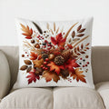 Axyaa Autumn Flowers & Berries Pillow Cover for Sofa, Bedroom, Car