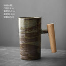 Axyaa Handmade Terracotta Handle Coffee Cups - Retro Style Kiln Mugs for Couples