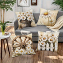 Axyaa Daisy Pillow Covers - Farmhouse Floral Decor, 18x18 Inch