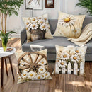 Axyaa Daisy Pillow Covers 4-Pack, 18x18 Inch - Country Style, Soft Polyester, Zipper Closure