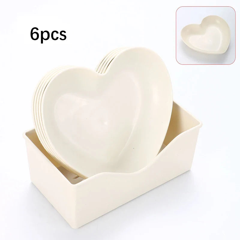 Axyaa Heart-Shaped Snack Plate Set of 6