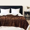 Axyaa Leopard Print Flannel Nap Blanket, Warm for Autumn/Winter