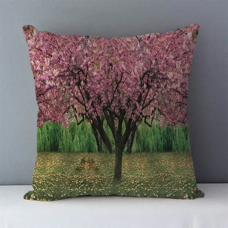 Axyaa Trees Printed Cozy Cushion for Living Room - Home Decor Pillowcase 45x45cm