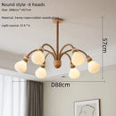 Axyaa Wood Glass Chandelier: Stylish Hemp Rope Pendant Light for Dining Table & Bar Counter