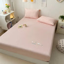 Axyaa Embroidered Milk Fleece Cotton Mattress Cover for Single Bed