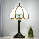 Axyaa 8-Inch Glass Shade Lamp with Bronzed Base, Four-leaf Clover Design for Indoor Lighting