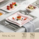 Axyaa Flora Marble Pink Porcelain Tableware Set for 6