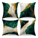 Axyaa Green & Gold Marbled Pattern Throw Pillow Cover for Sofa, Bedroom, Car