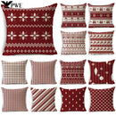 Axyaa Red Striped Plaid Linen Cushion Cover 45X45CM Home Pillow Case