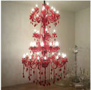 Axyaa 5-Layer 42-Arm Large Red Crystal Chandelier for Stair, Restaurant, Hotel & Villa