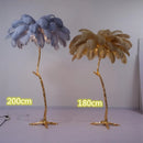 Axyaa Ostrich Feather Nordic Floor Lamp Gold Resin LED Light