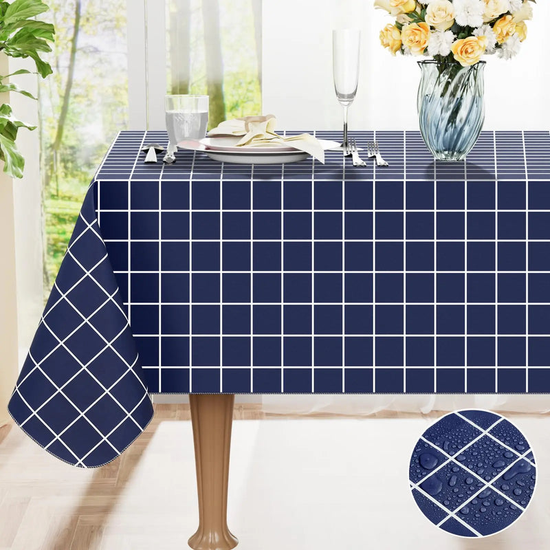 Axyaa Buffalo Flannel Backed Tablecloth: Waterproof, Wipeable, Outdoor, Rectangle Table Cover