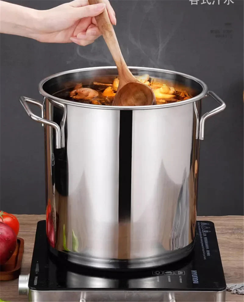 Axya Stainless Steel Soup Pot with Handle Lid - Chef's Kitchen Cooking Pail