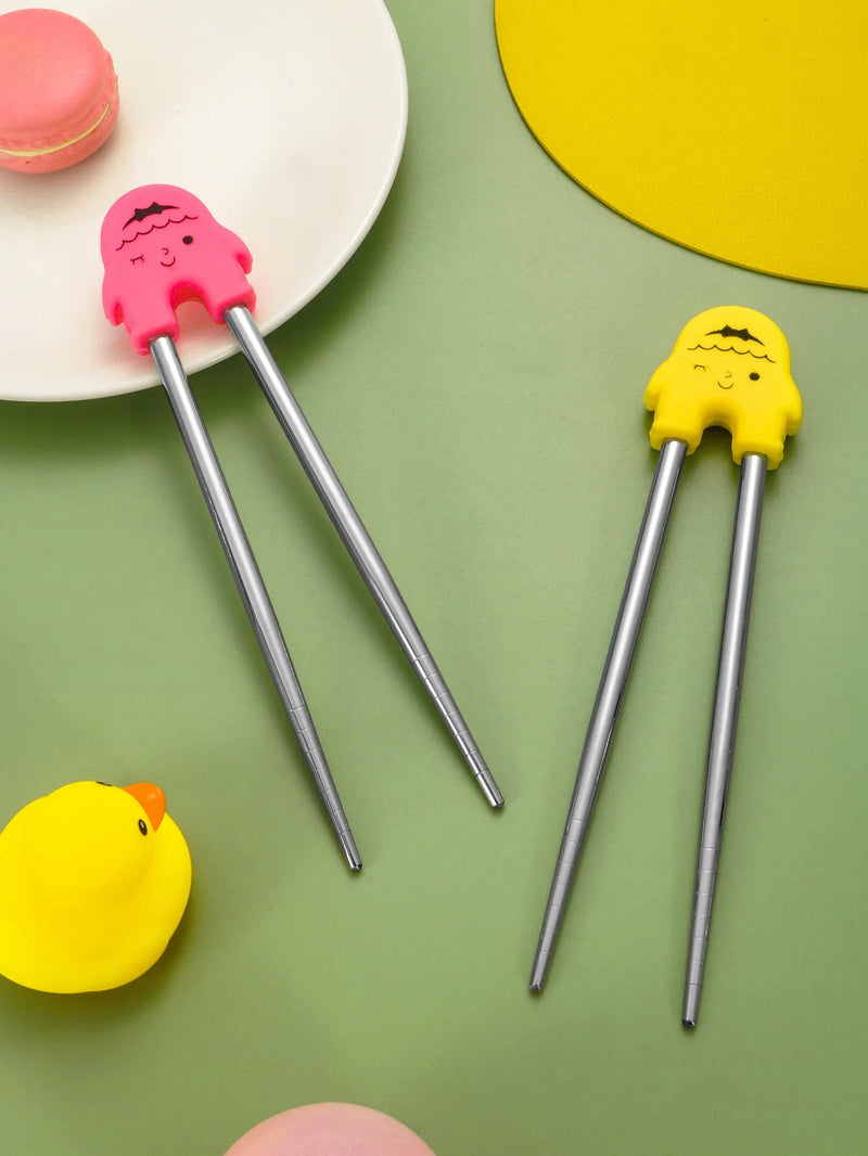 Axyaa Kids' Cartoon Dining Chopsticks Set for Beginners with Removable Feature