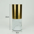 Axyaa Imitation Marble Gold Metal Vase & Artificial Flowers Decor - Desk Decoration Craft