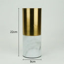 Axyaa Imitation Marble Gold Metal Vase & Artificial Flowers Decor - Desk Decoration Craft