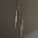 Axyaa Geometric LED Chandelier Black Gold Staircase Lighting for Luxury Living Spaces