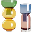 Axyaa Glass Flower Vase and Bud Vase Lemon Set, Green & Yellow, Blue & Pink