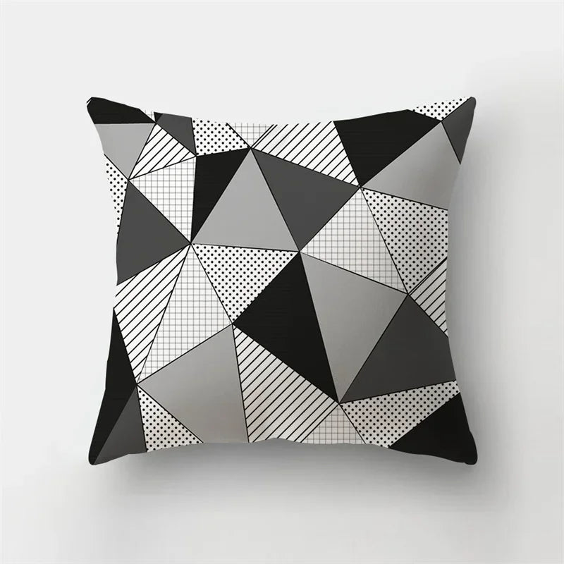 Yellow Black Geometric Cushion Cover - Wave Line Design by Axyaa
