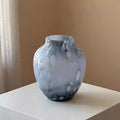 Axyaa Snowy Blue Porcelain Vase - Elegant Glass Flower Vase for Luxury Home Decor