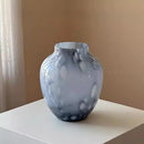 Axyaa Snowy Blue Porcelain Vase - Elegant Glass Flower Vase for Luxury Home Decor