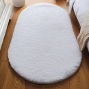 Axyaa Oval Gray Plush Carpet - Soft Fluffy Rug for Children's Bedrooms