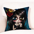 Axyaa Skull Floral Festival Cushion Cover - Halloween Home Decor
