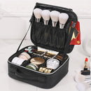 Axyaa Diamond Check Makeup Case: Large Waterproof Cosmetic Box for Travel.