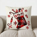 Axyaa Merry Christmas Red Plaid Holiday Pillow Cover - for Sofa, Bedroom, Car