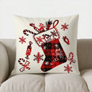 Axyaa Merry Christmas Red Plaid Holiday Pillow Cover - for Sofa, Bedroom, Car