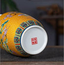 Axyaa Golden Jingdezhen Chinese Enamel Vase Decorations, Home Decor, Living Room, Antique Rack