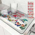 Axyaa Snowflake Fir Kitchen Mat: Absorbent, Antiskid, Quick Drain Pad for Tableware & Dishes