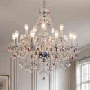 Axyaa Pink Crystal Candle Chandelier: Luxury Glass E14 Pendant Light for Bedroom and Living Room