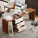 Axyaa L-Shaped Desk with Drawers & Reversible Storage Cabinet, Modern Home Office Study Desk